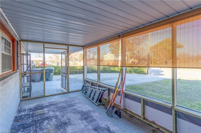 view of unfurnished sunroom