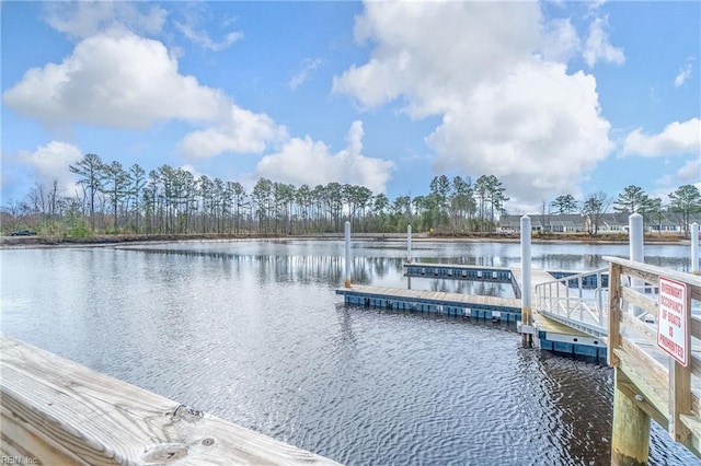 view of dock featuring a water view