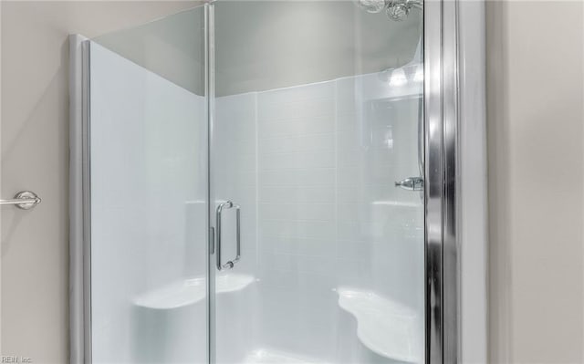 bathroom with a shower stall