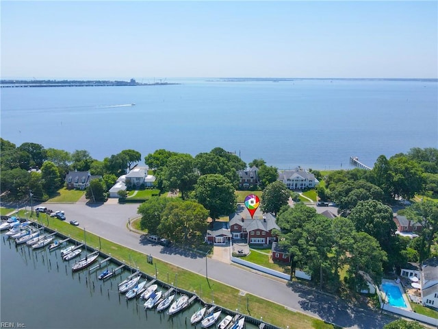 bird's eye view featuring a water view