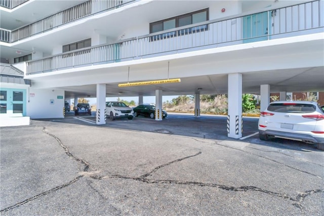 view of covered parking lot