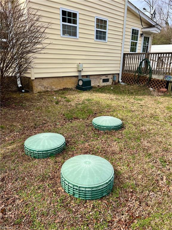 view of yard with a deck