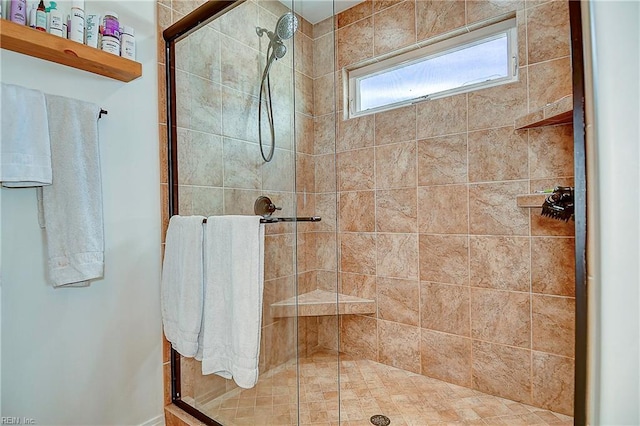 bathroom featuring a stall shower