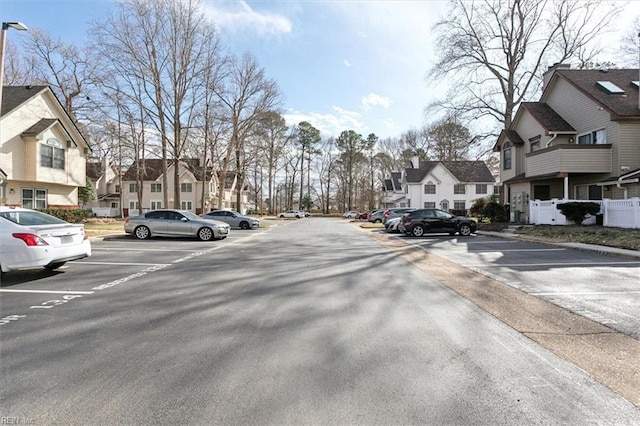 view of road with a residential view