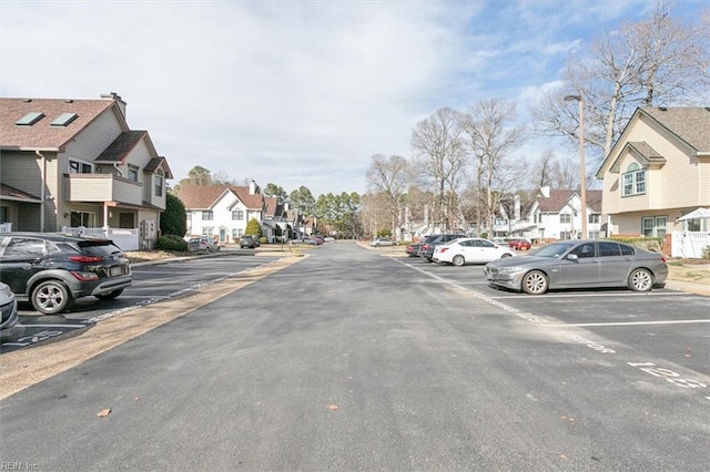 view of road with a residential view