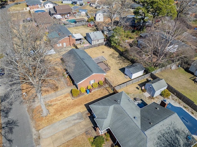 aerial view with a residential view