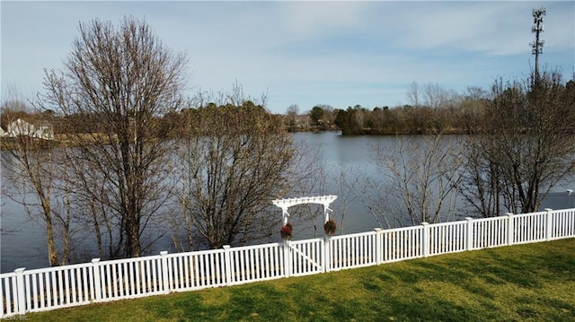 view of water feature featuring a fenced backyard