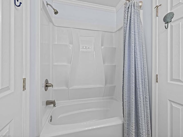 bathroom featuring shower / bath combo with shower curtain