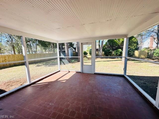 view of unfurnished sunroom