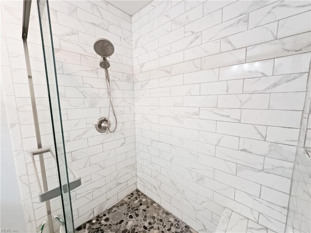 bathroom with a shower stall