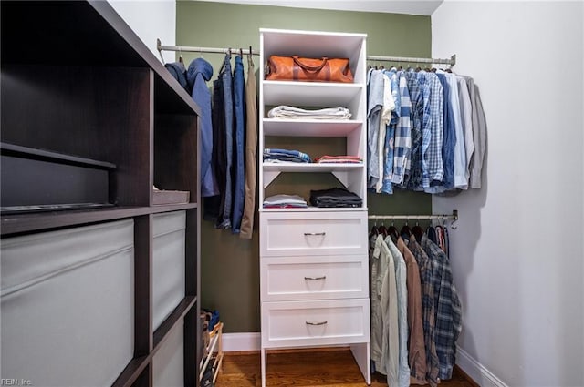 spacious closet featuring wood finished floors