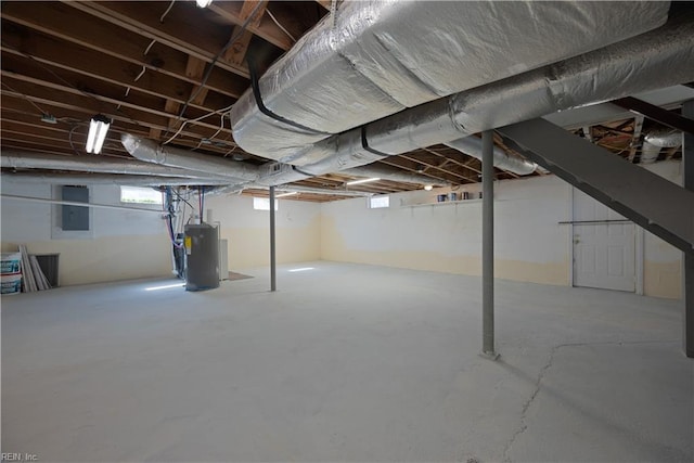 basement with water heater