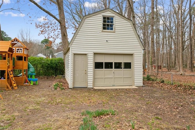 detached garage with fence