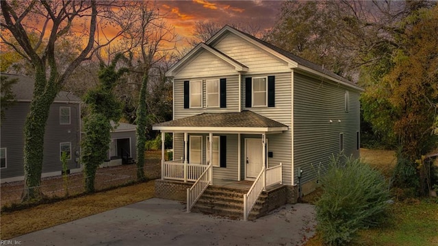 view of front of property with a porch