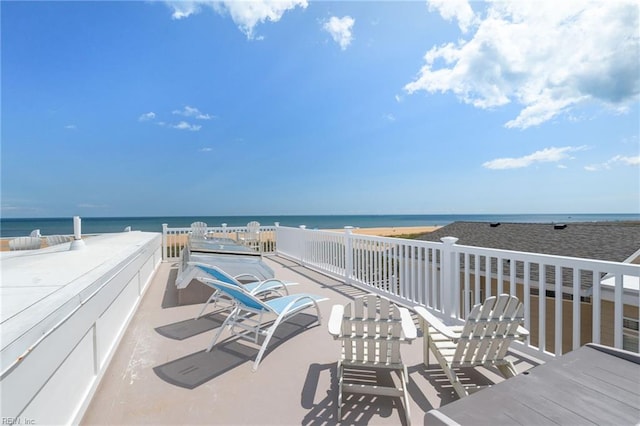 view of patio / terrace featuring a water view