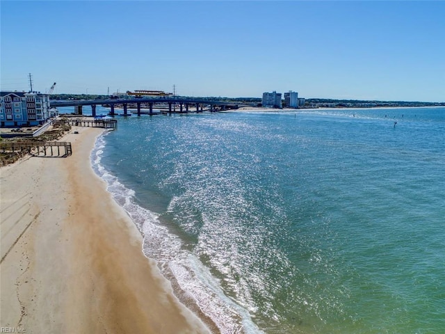 view of water feature featuring a view of the beach