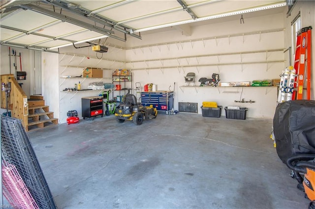 garage with a garage door opener