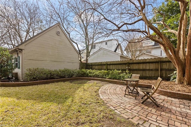 view of yard with a patio area and fence