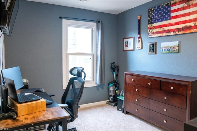 office area with baseboards and carpet