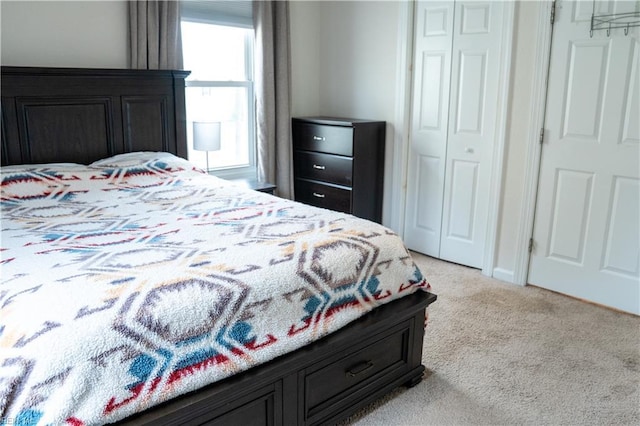 bedroom featuring a closet and carpet floors