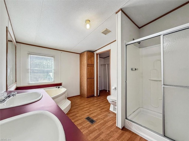 bathroom with visible vents, crown molding, and a sink