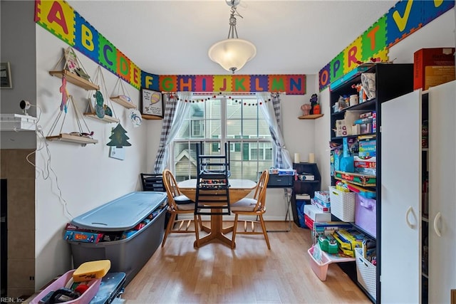 rec room with wood finished floors