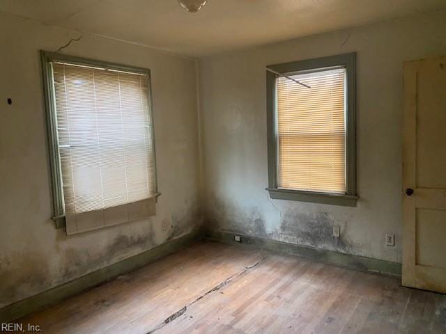 spare room with wood finished floors