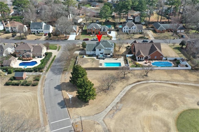 aerial view featuring a residential view