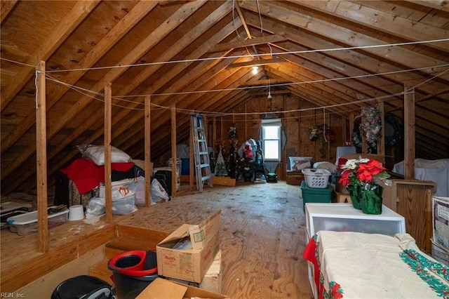 view of unfinished attic