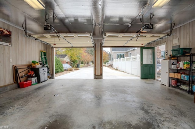 garage with a garage door opener