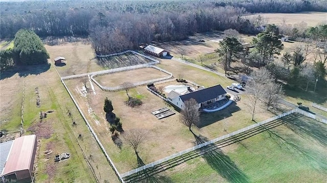 aerial view featuring a rural view