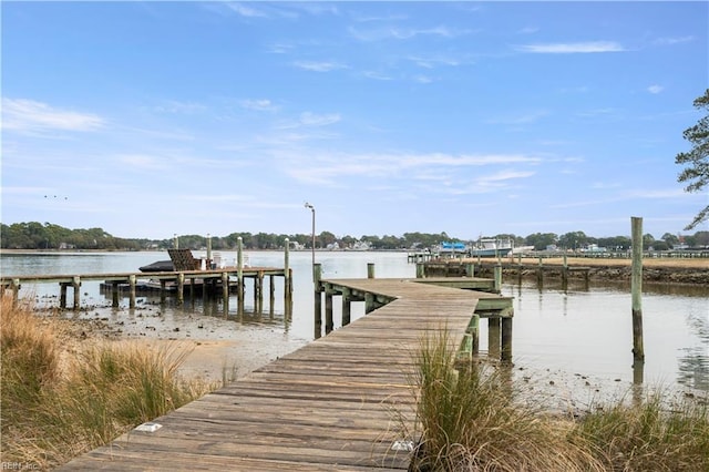 dock area featuring a water view