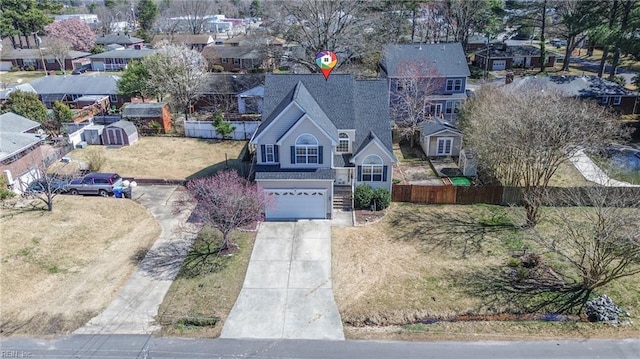 bird's eye view featuring a residential view