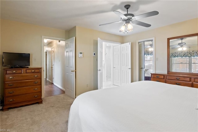 bedroom featuring a ceiling fan and carpet floors