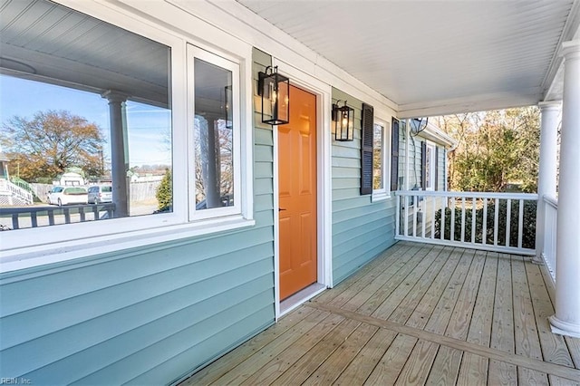 wooden deck with covered porch