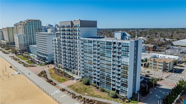 drone / aerial view featuring a city view