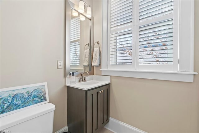 bathroom with toilet and vanity