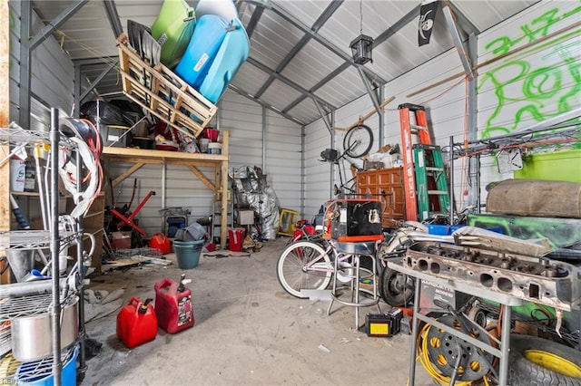 garage featuring metal wall