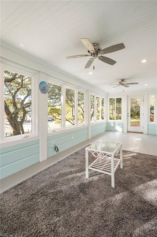 view of unfurnished sunroom