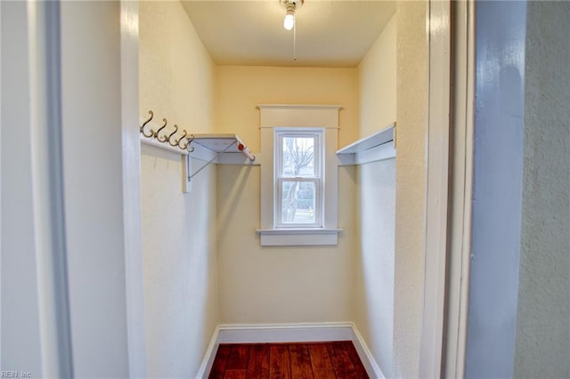 spacious closet with wood finished floors