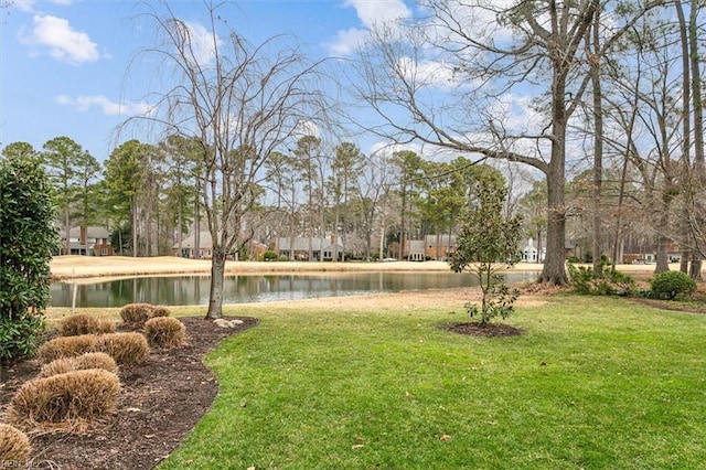 view of yard featuring a water view