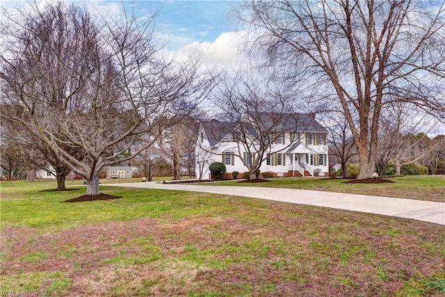 view of yard with curved driveway