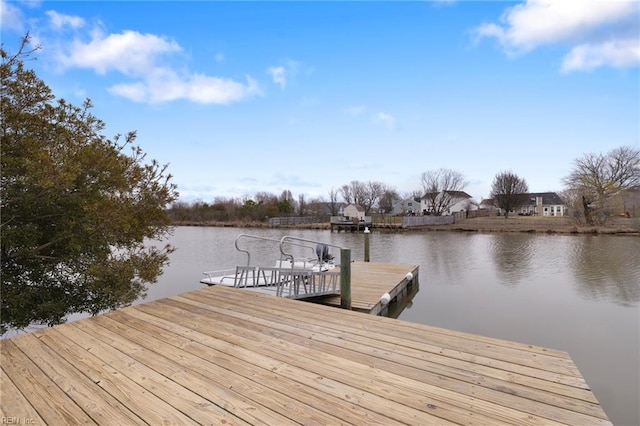 view of dock featuring a water view