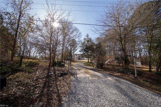 view of road featuring gravel driveway