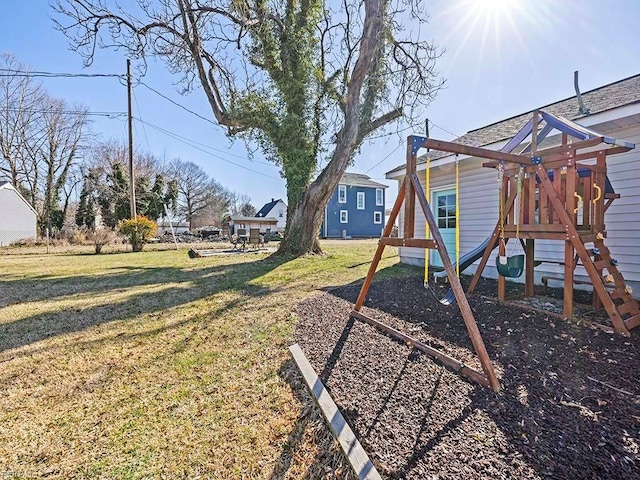 view of yard featuring a playground