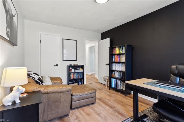 office area featuring light wood-style floors