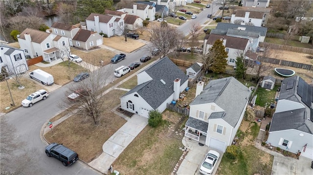 birds eye view of property with a residential view