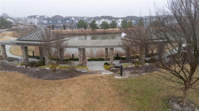 view of water feature with a residential view