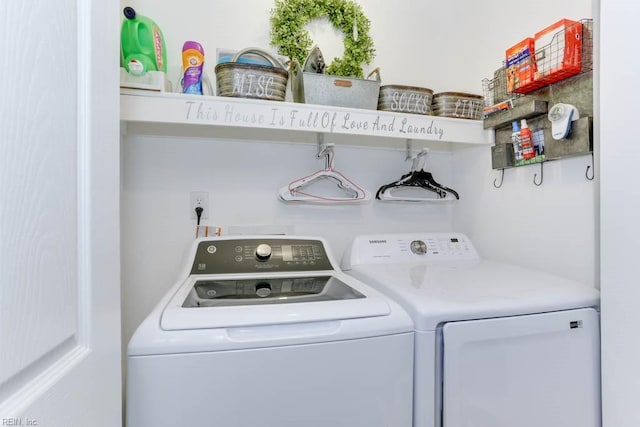 laundry area with laundry area and washing machine and dryer