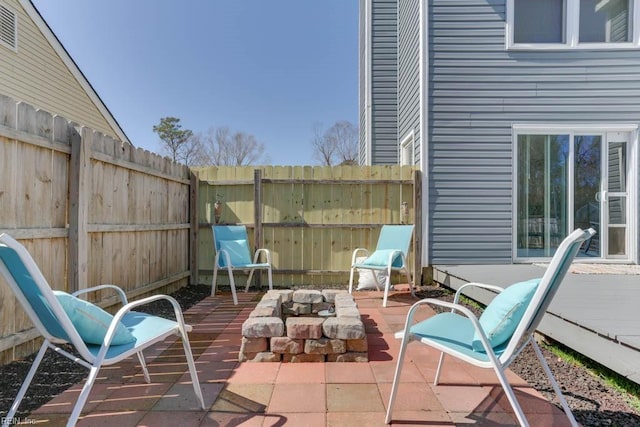 view of patio featuring fence